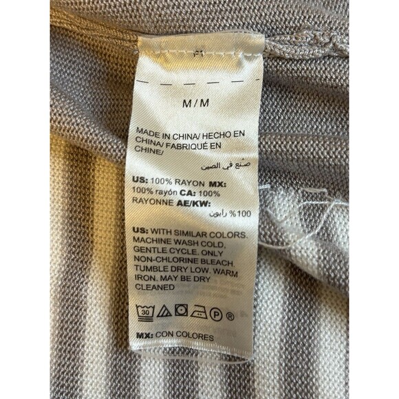 SOMA Open Front Long Cardigan Duster Women Medium Gray Stripe Lightweight Preppy - Picture 7 of 9